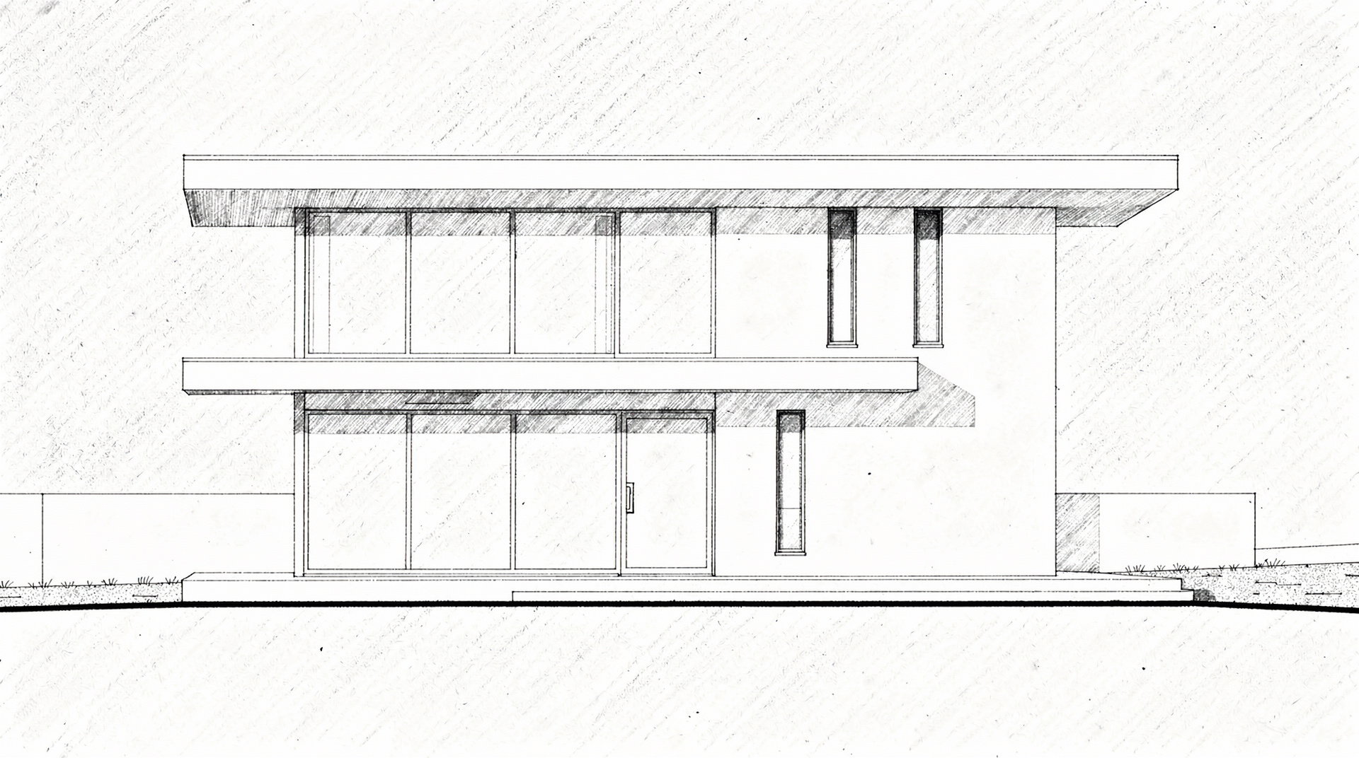 Architectural elevation drawing of a modern villa, input for AI rendering, Archvisio